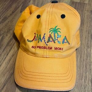 Jamaica Souvenir Hat Kids Orange Cotton Embroidered No Problem Mon Baseball Cap